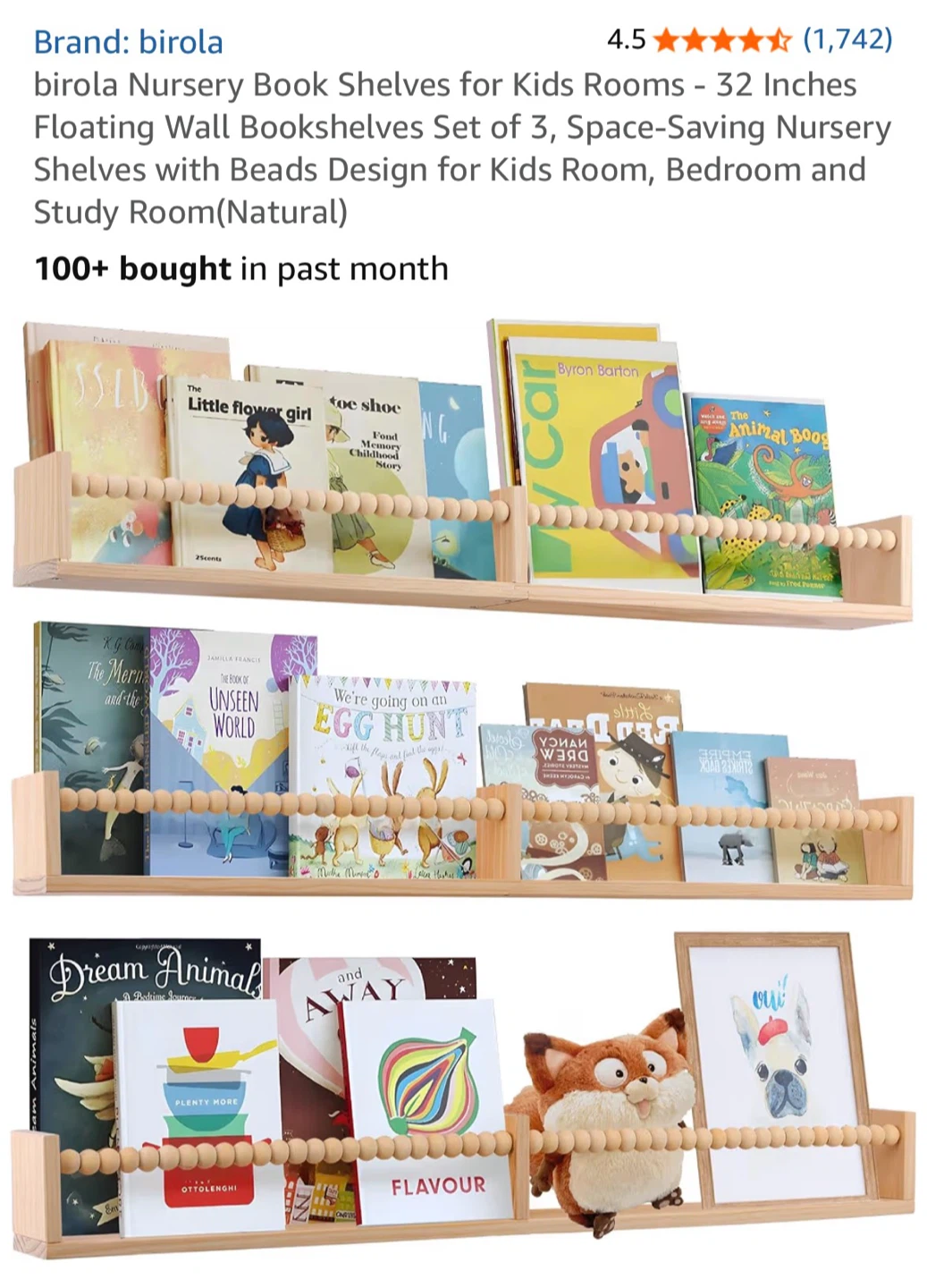 birola Nursery Book Shelves for Kids Rooms - Set of 3