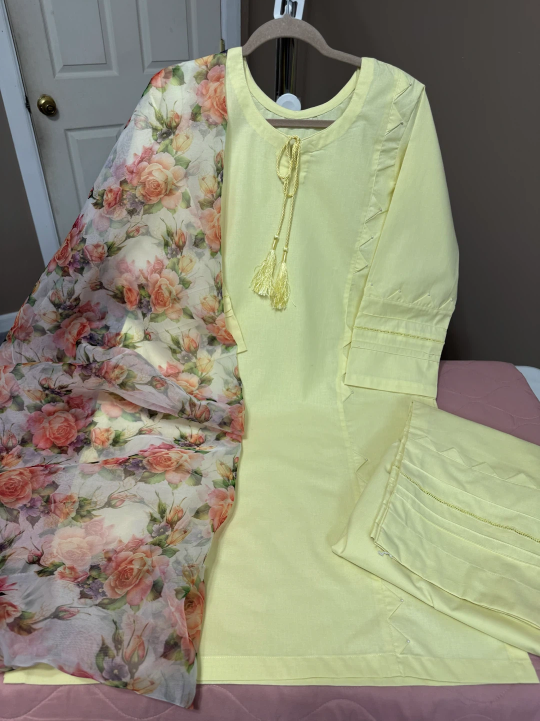 Cotton 3pc dress organza dupatta - photo 2
