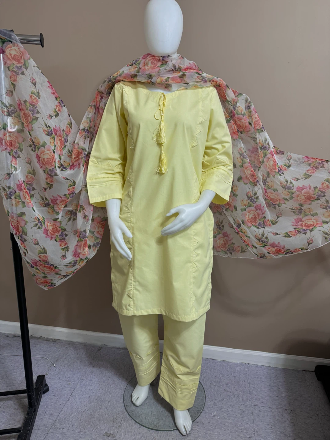 Cotton 3pc dress organza dupatta - photo 4