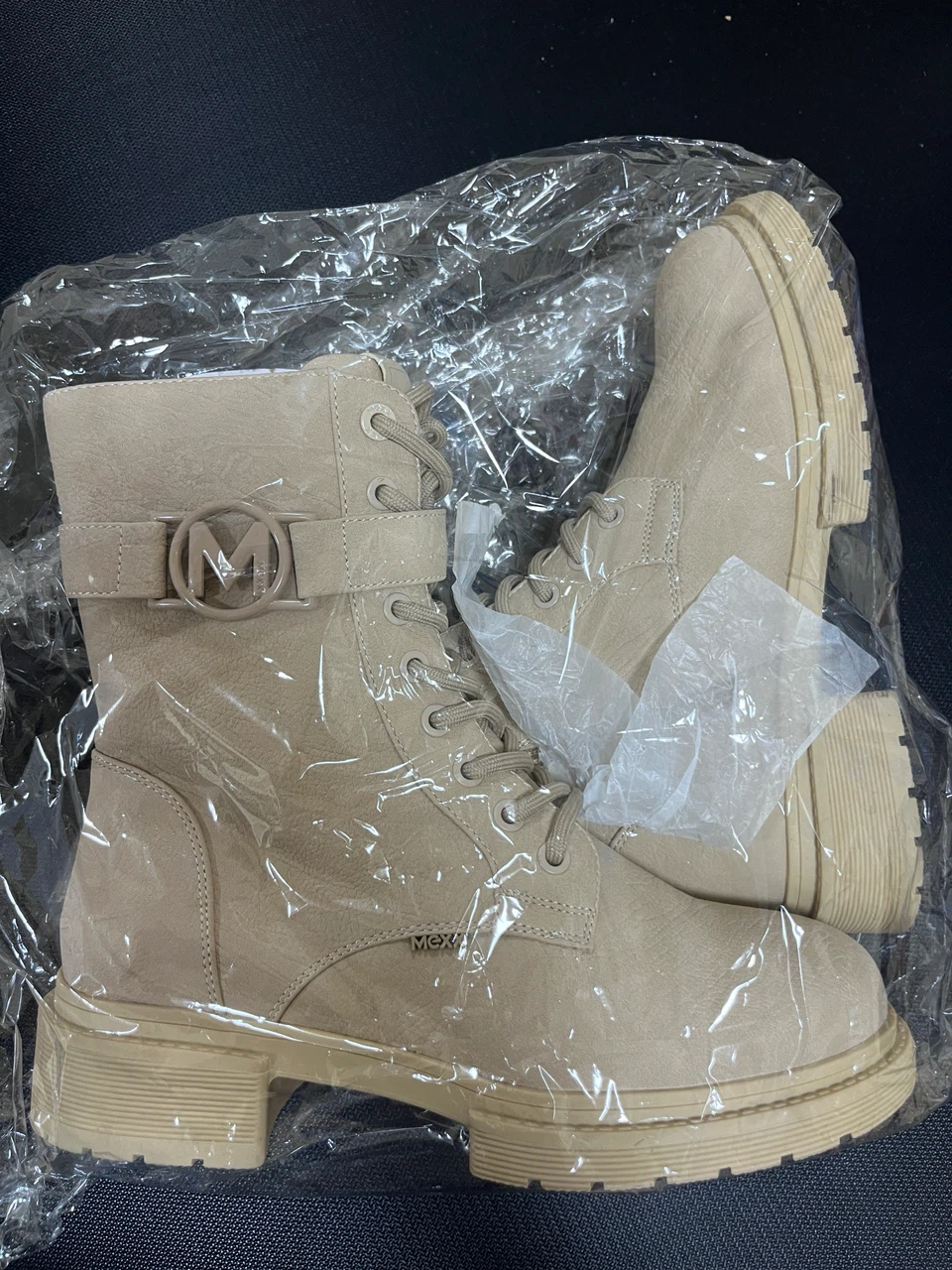 Size 7 MOXX Women's Beige Combat Boots - photo 2