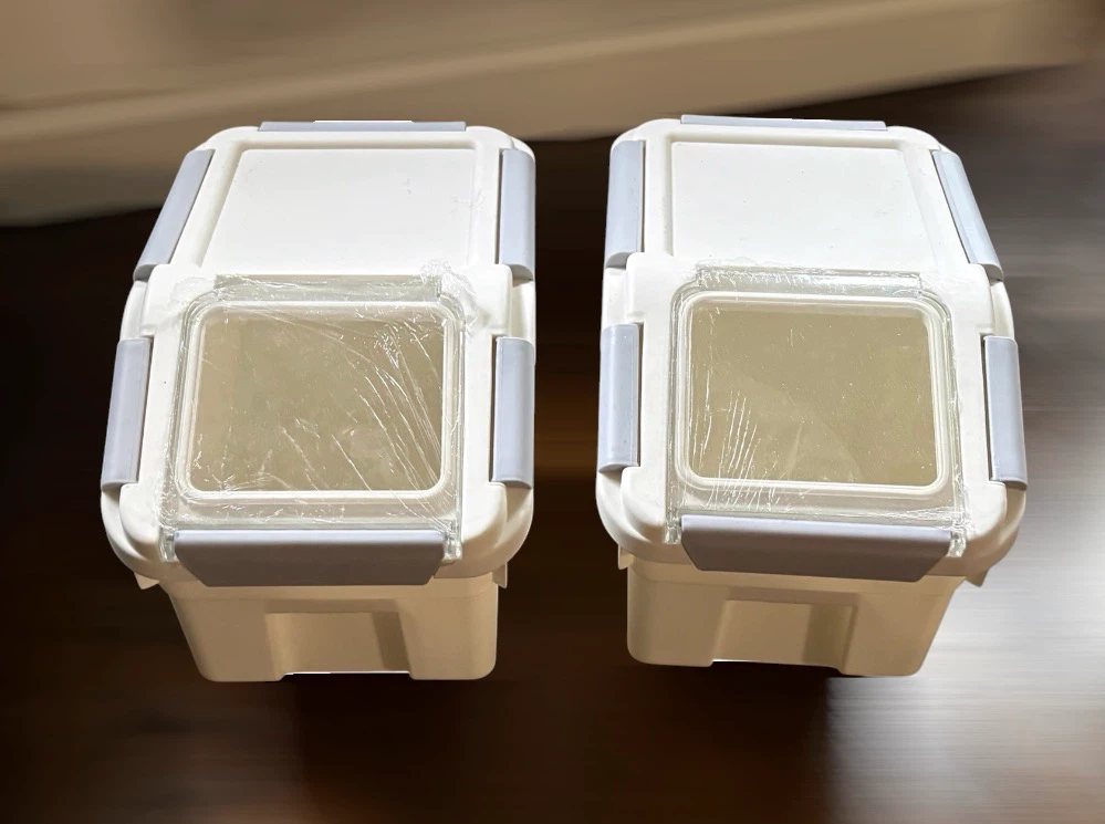 Set of 2 Rolling Plastic Pantry Storage Bins 15 L Each