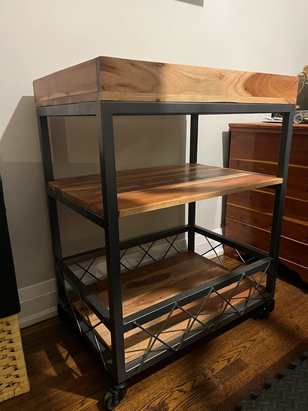 Wooden and Metal Kitchen Cart on Wheels - photo 2