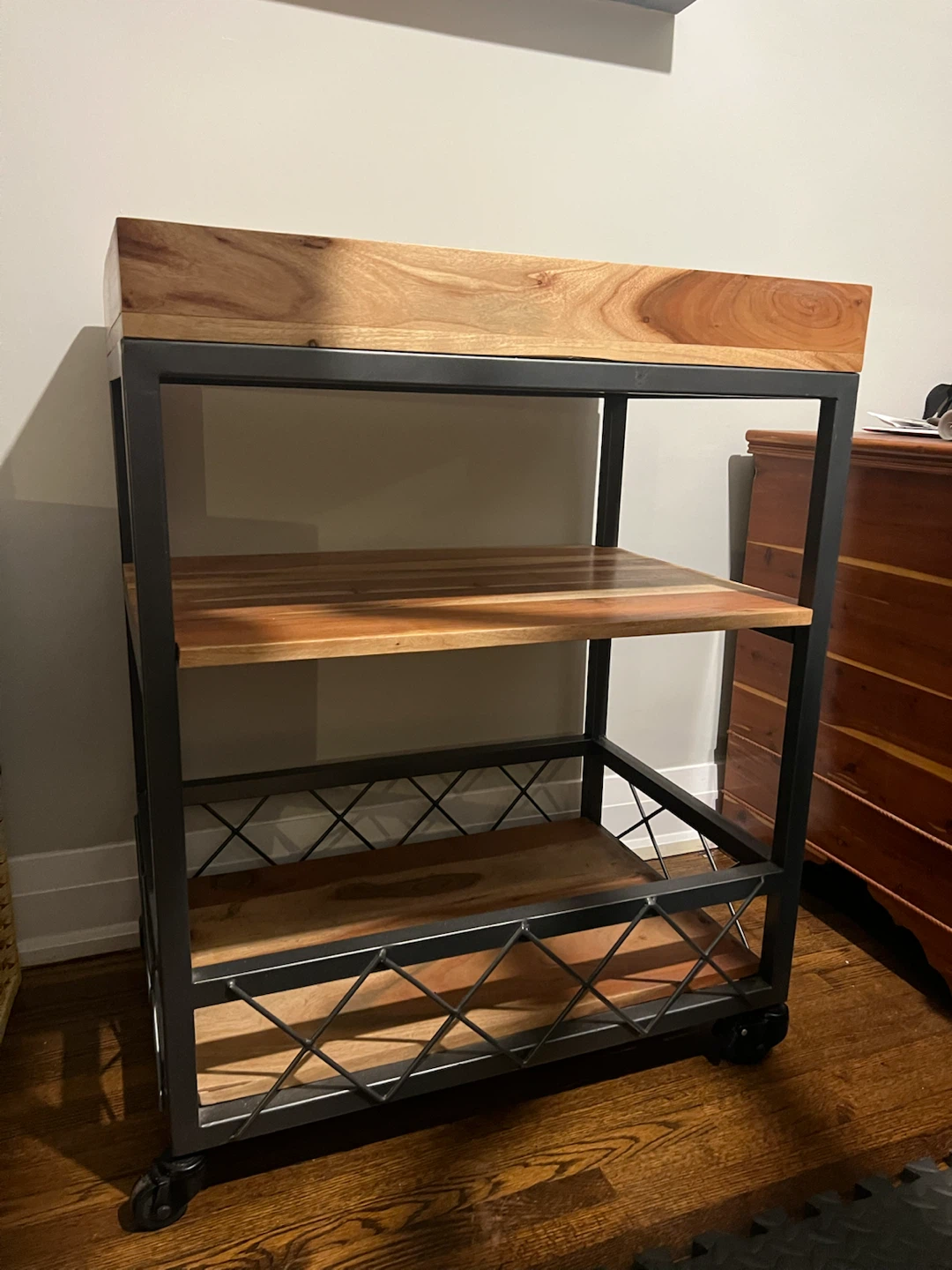 Wooden and Metal Kitchen Cart on Wheels - photo 3