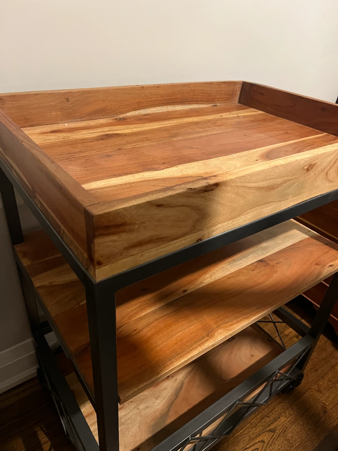 Wooden and Metal Kitchen Cart on Wheels - photo 4
