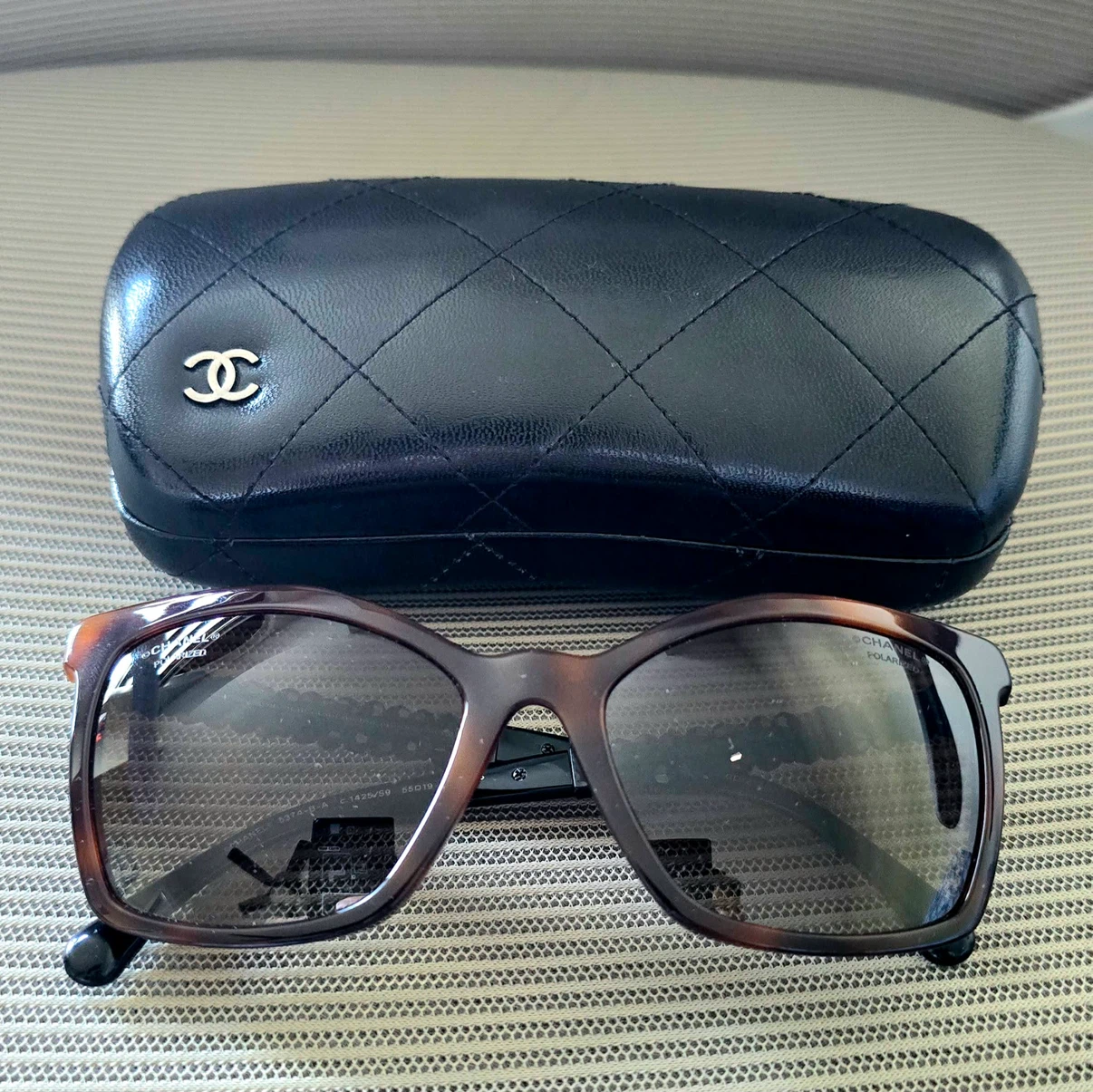 CHANEL 5376-B-A Butterfly Bijoux Brown Black Beaded Sunglasses