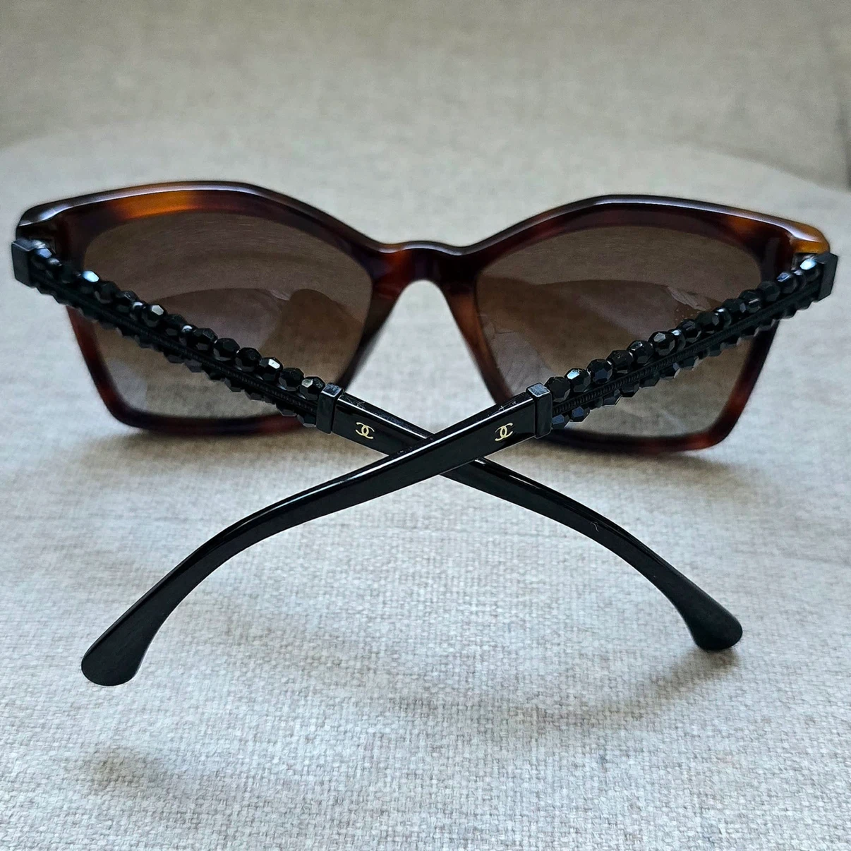 CHANEL 5376-B-A Butterfly Bijoux Brown Black Beaded Sunglasses - photo 2