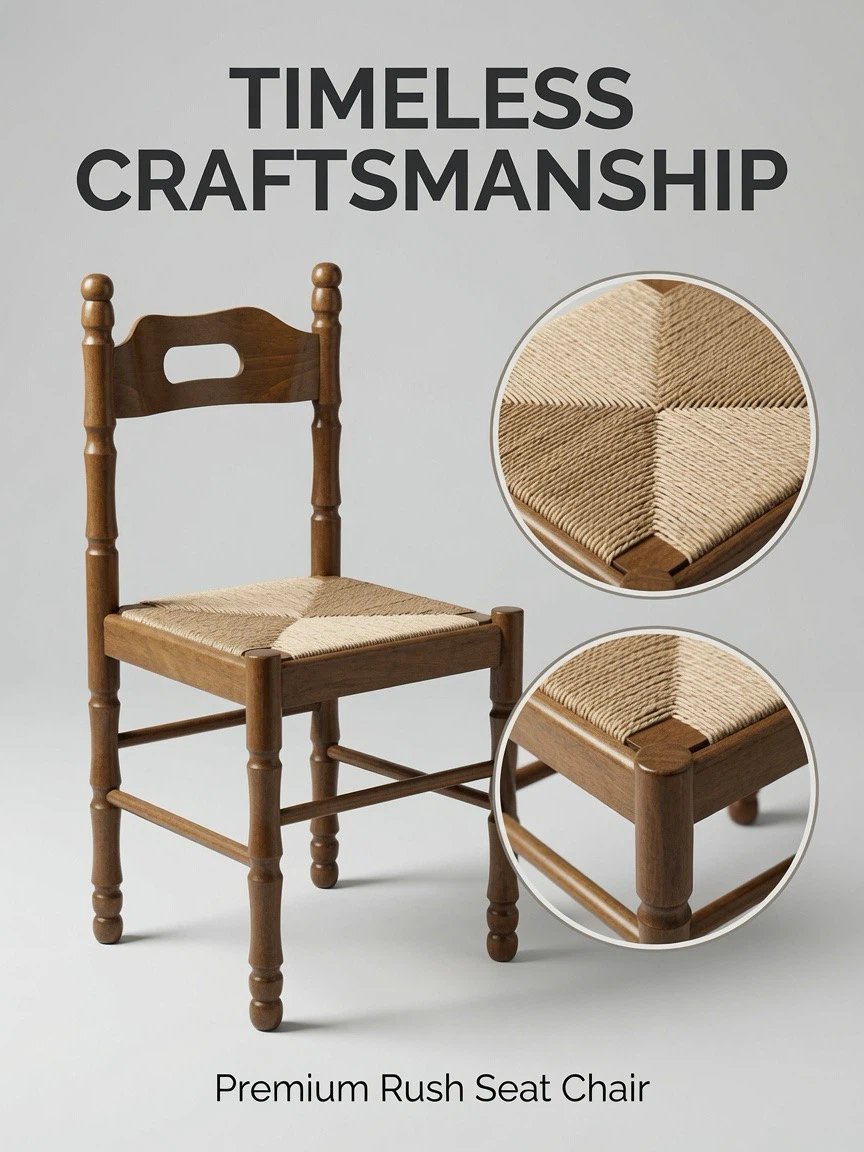 Wooden Chair with Woven Seat - photo 2