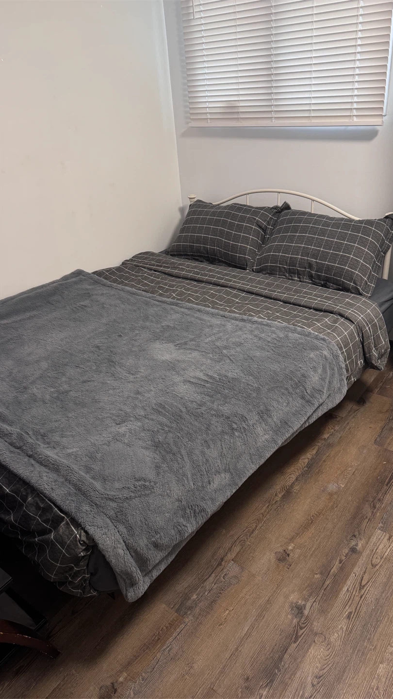 White Metal Bed Frame with Box Spring