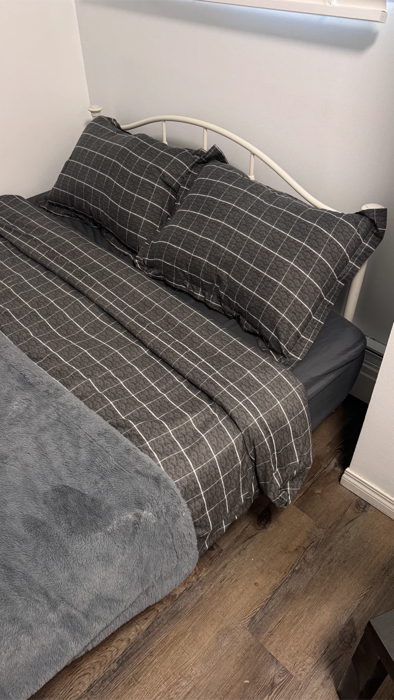 White Metal Bed Frame with Box Spring - photo 2