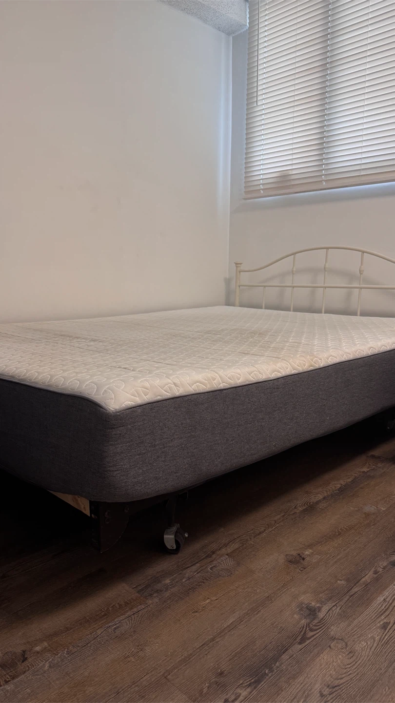 White Metal Bed Frame with Box Spring - photo 3