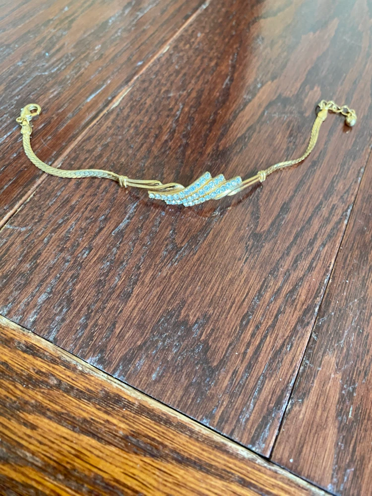 Gold-tone Bracelet with Clear Stones