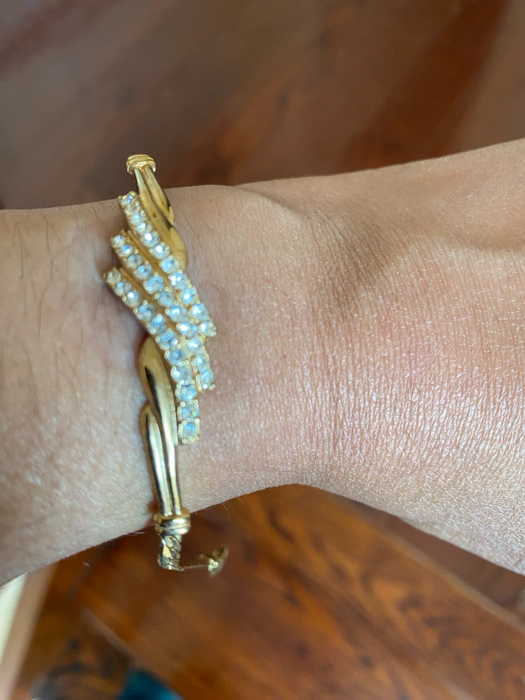 Gold-tone Bracelet with Clear Stones - photo 3