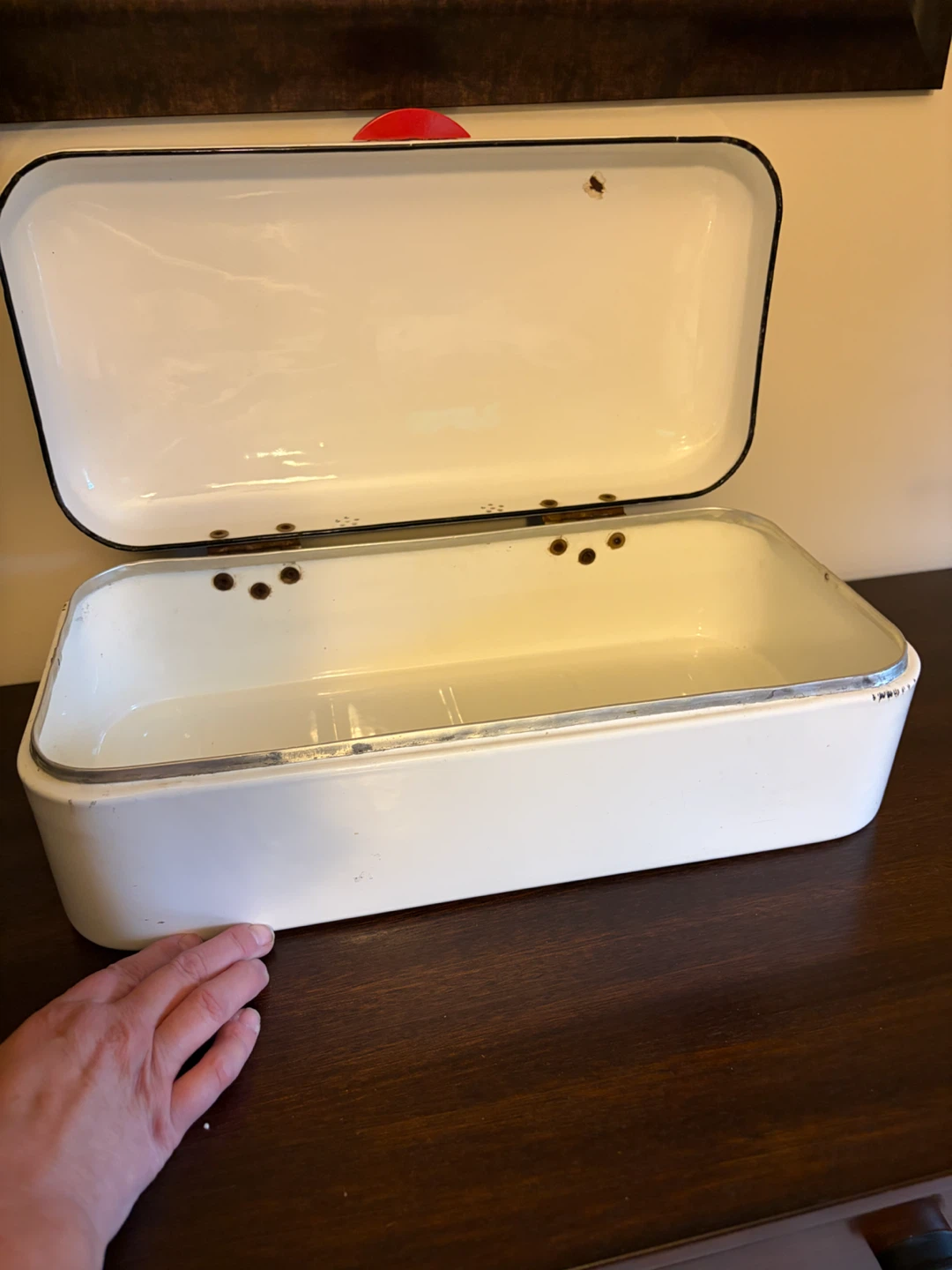 Mid-Century Enamelware Bread Box - photo 2