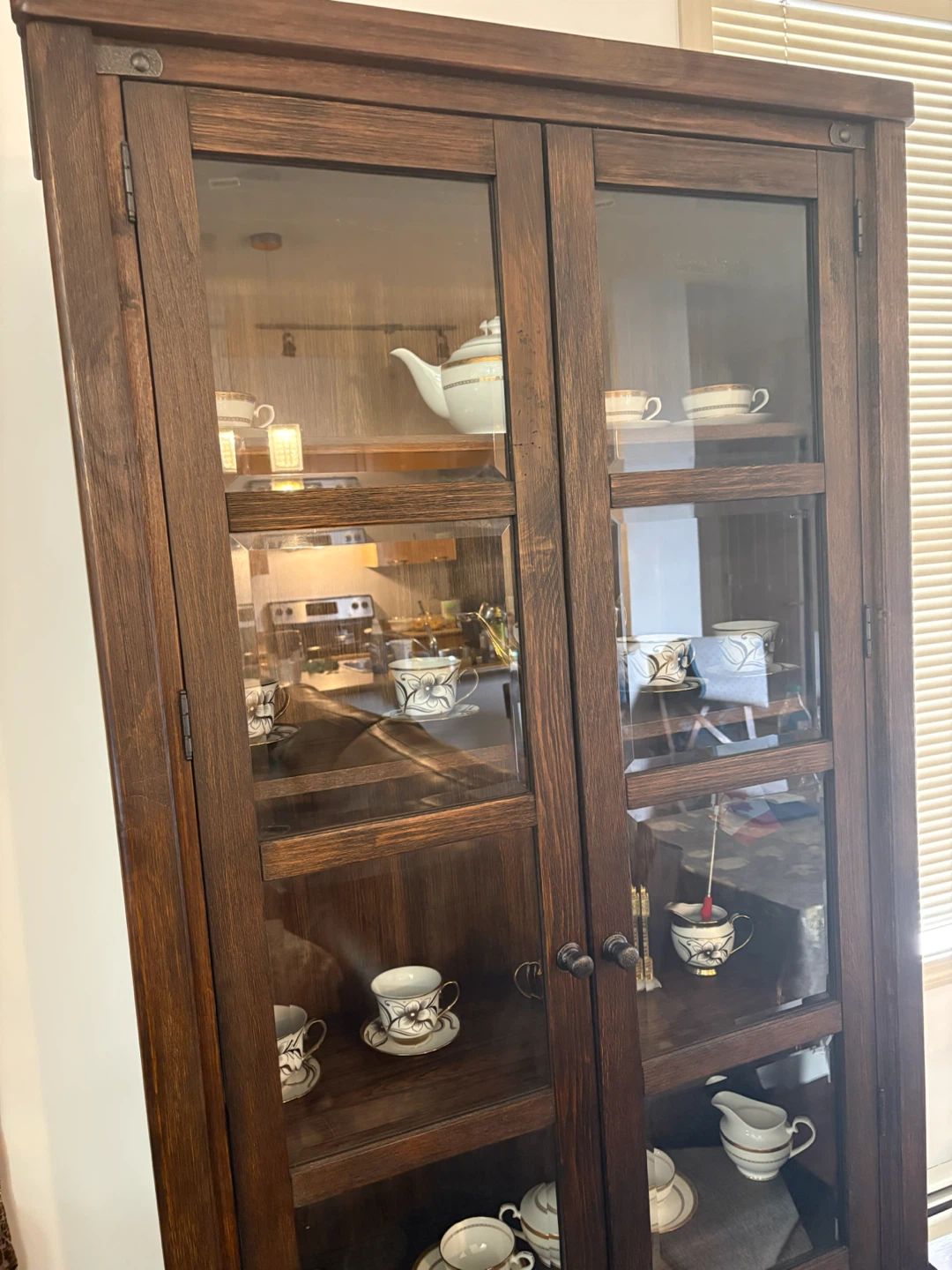 Wooden Display Cabinet with Glass Doors
