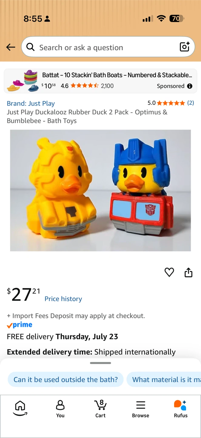 Just Play Duckaloos Rubber Duck 2 Pack - Optimus & Bumblebee - photo 5