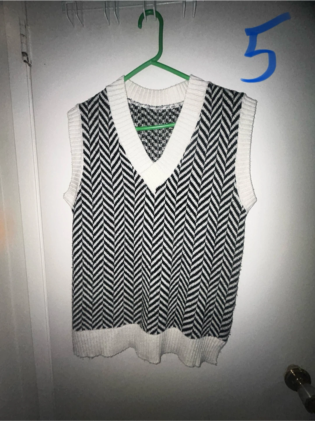 Black and White Chevron Knit Vest