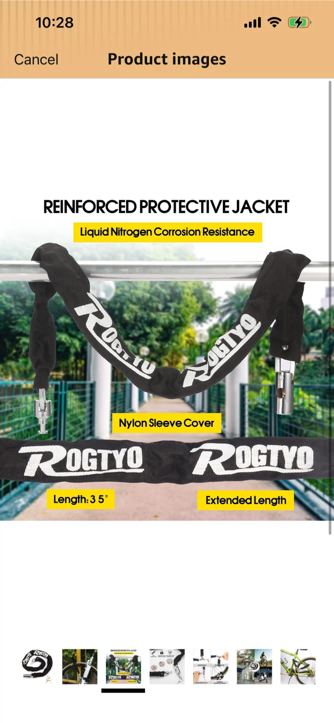New-RO GTYO Reinforced Bicycle Chain Lock - photo 2
