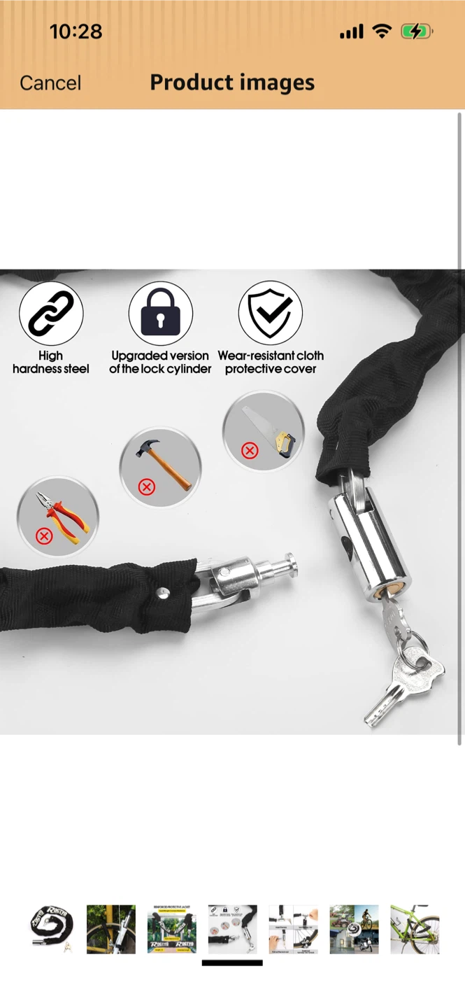 New-RO GTYO Reinforced Bicycle Chain Lock - photo 3