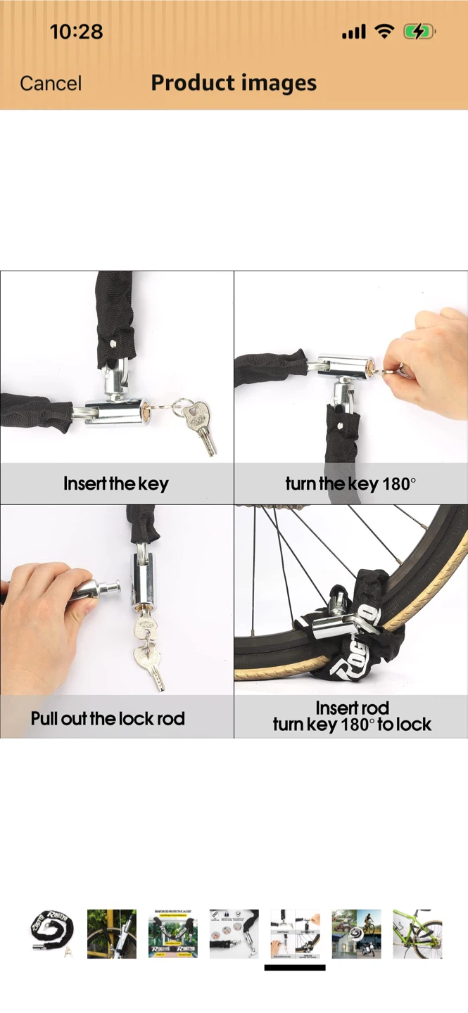 New-RO GTYO Reinforced Bicycle Chain Lock - photo 5
