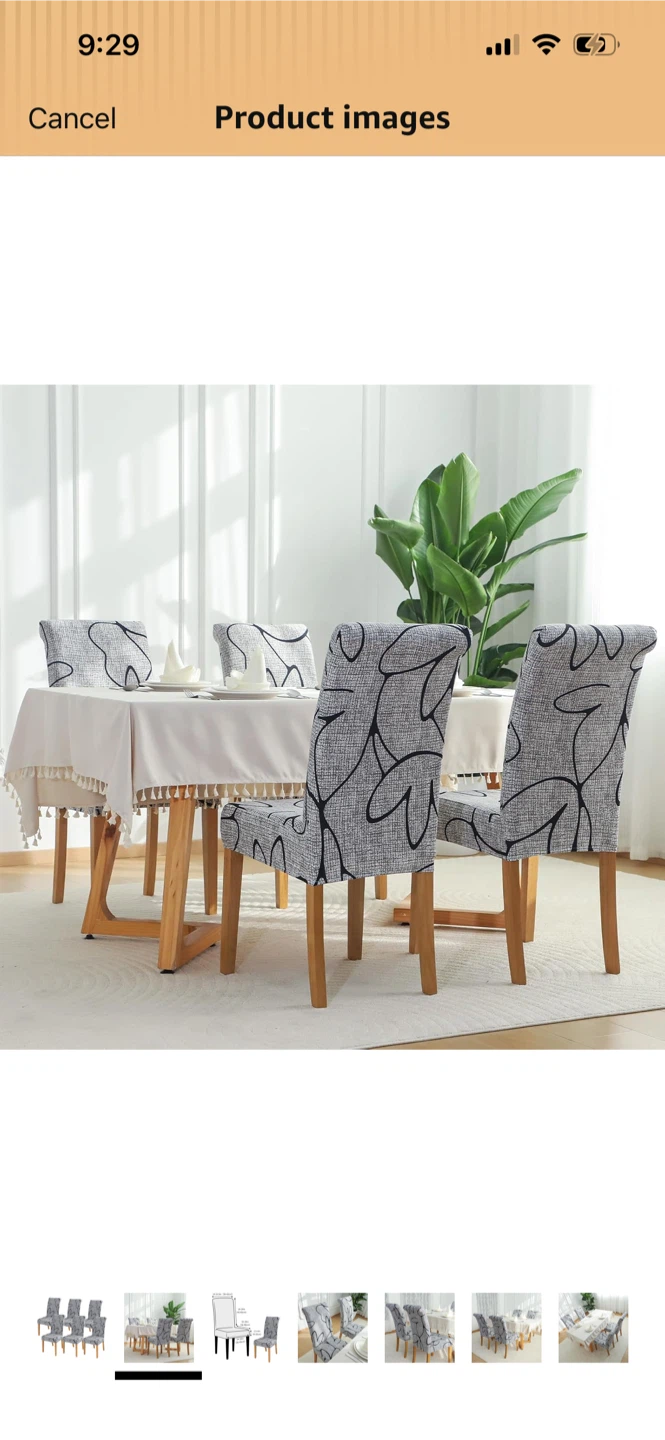 New-Set of 6 Grey Swirl Dining Chair Covers - photo 2