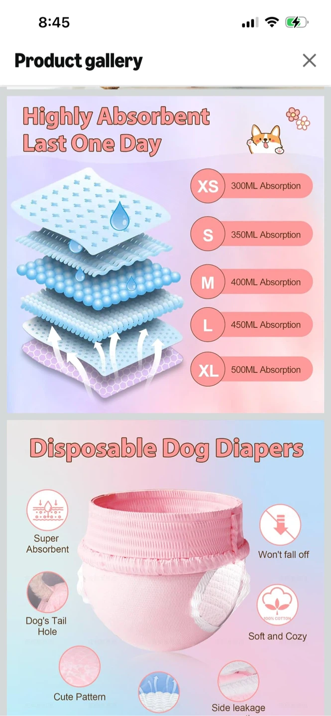 New-Ambreview Disposable Dog Female Diapers - Pink - photo 2