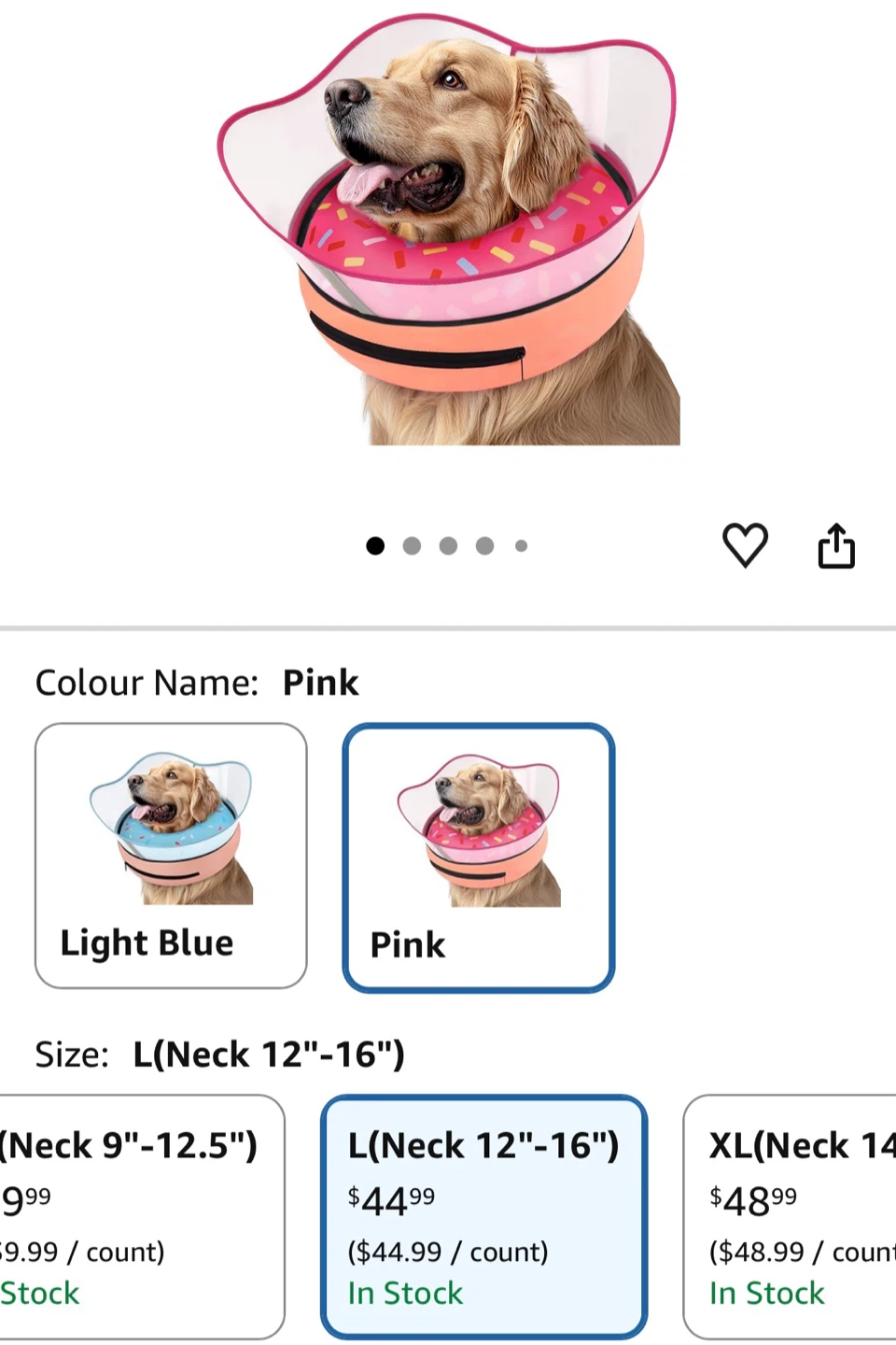 Supet Pet Inflatable Dog Collar Recovery Cone - Size L