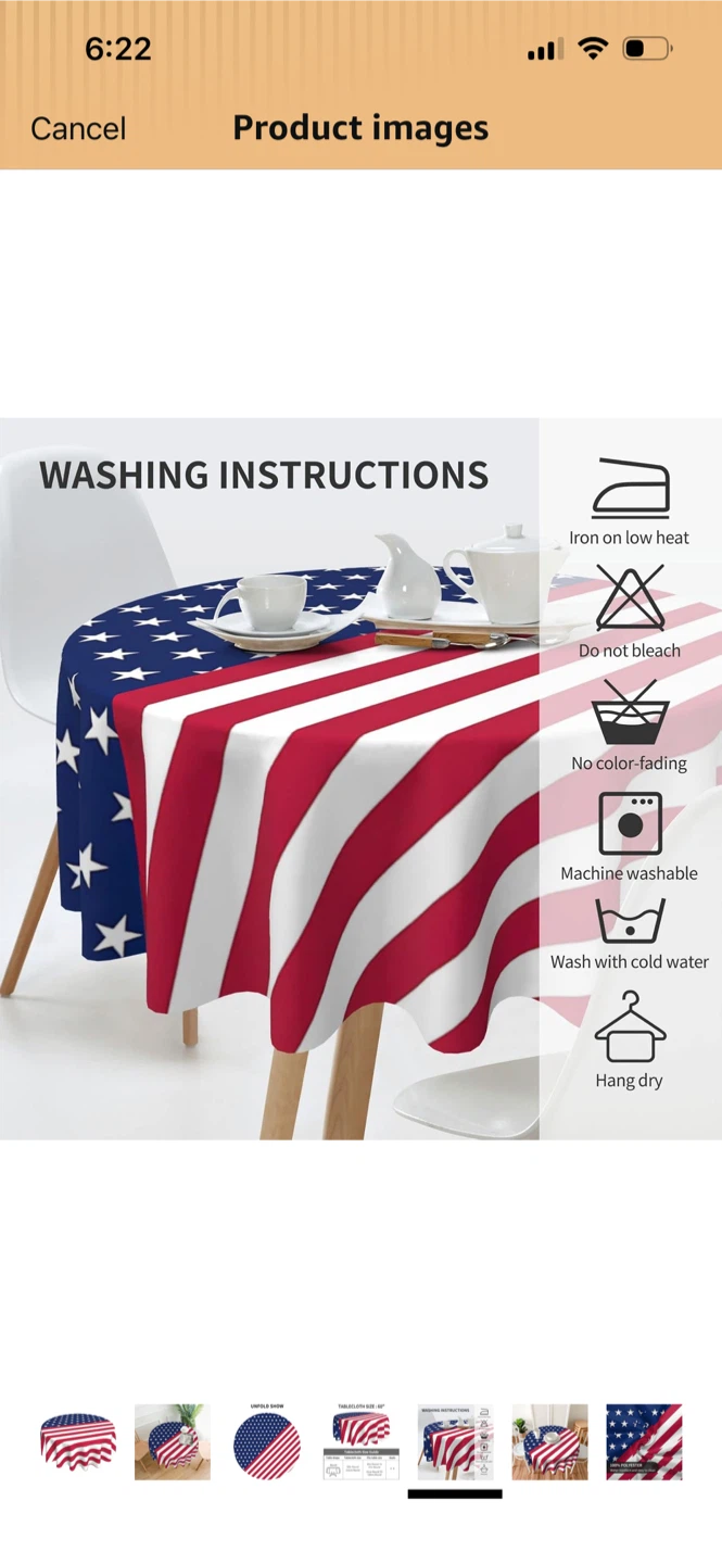 New American Flag Round Tablecloth 60 inch - photo 2