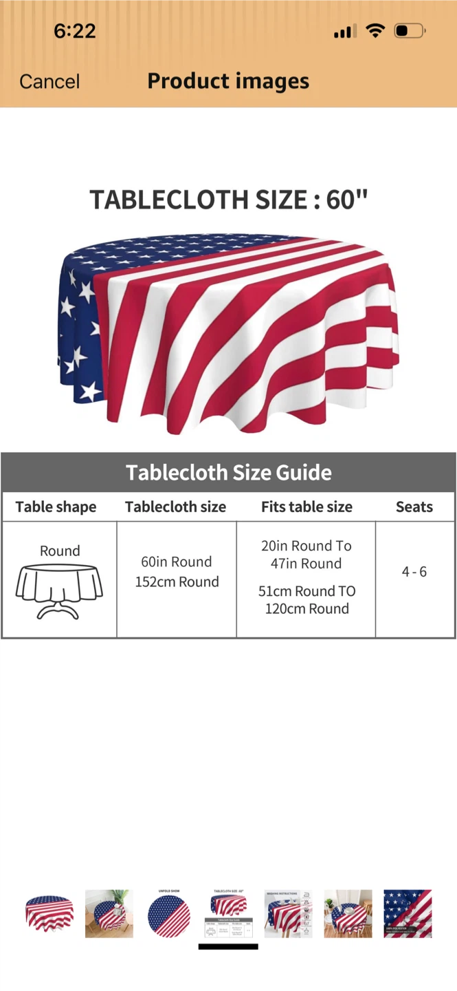 New American Flag Round Tablecloth 60 inch - photo 5