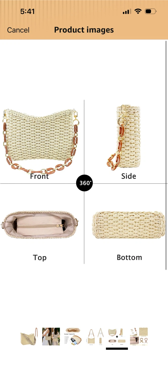 New-Woven Straw Shoulder Bag with Chain Strap - photo 5