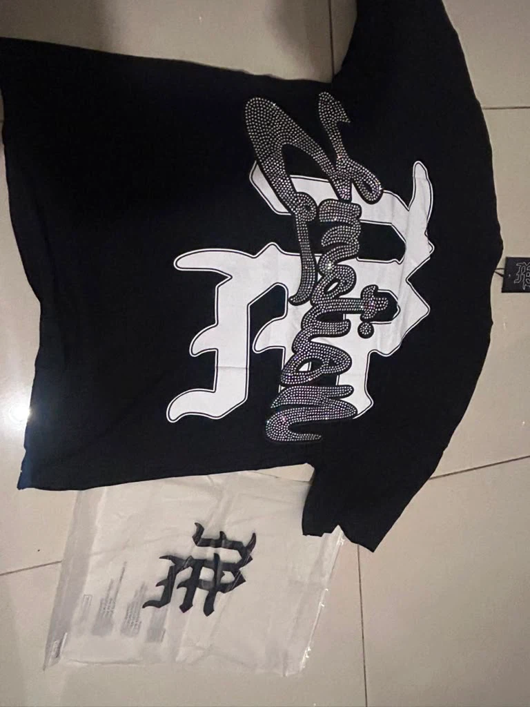 Mixed Emotion Black T-Shirt with Rhinestone Logo - photo 2