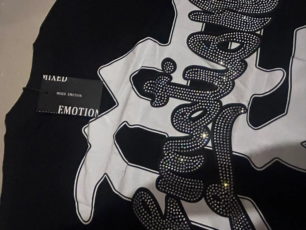 Mixed Emotion Black T-Shirt with Rhinestone Logo - photo 4