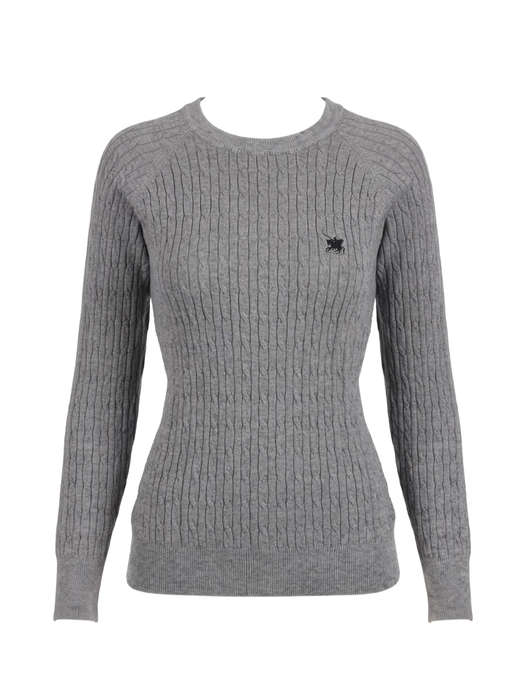 Polo Cable Knit Sweater Men's Medium Gray Pullover Wool Blend