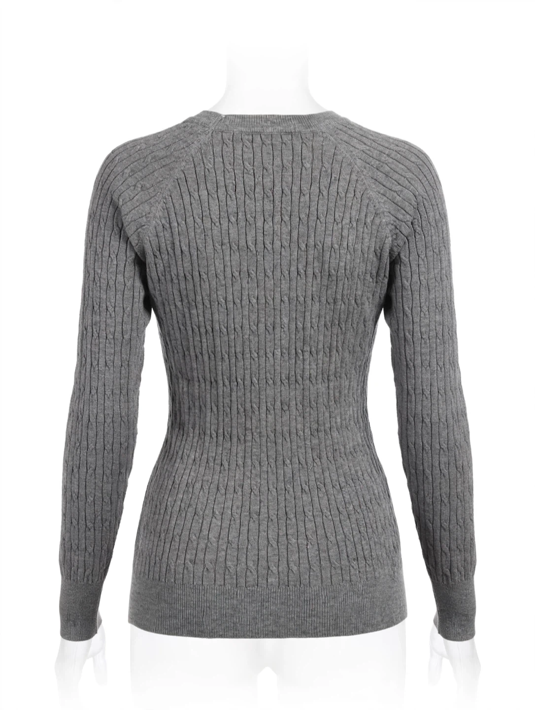 Polo Cable Knit Sweater Men's Medium Gray Pullover Wool Blend - photo 4