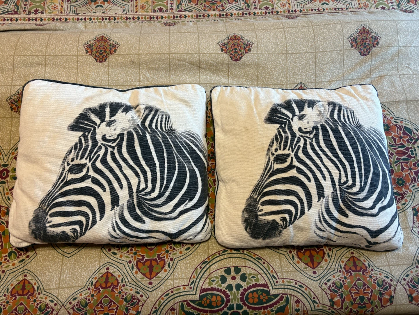 Set of 2 Zebra Head Throw Pillows