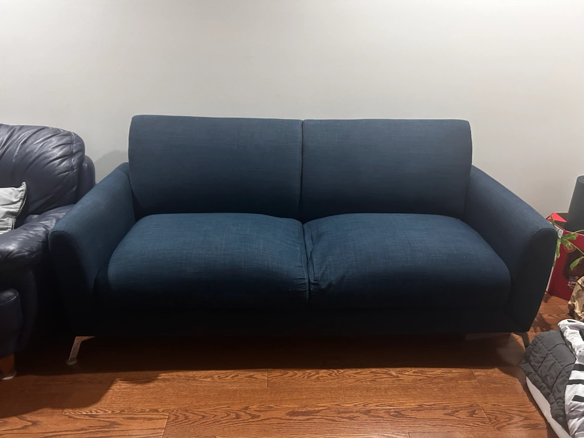 Dark (green) Blue Fabric Loveseat