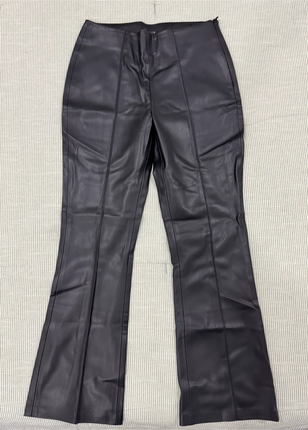 Black Faux Leather Flare Pants