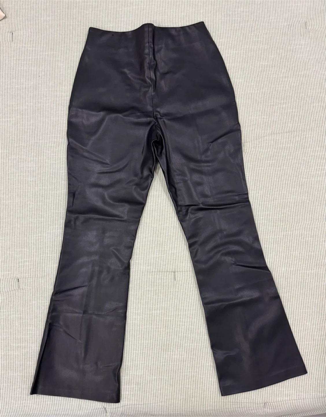Black Faux Leather Flare Pants - photo 2