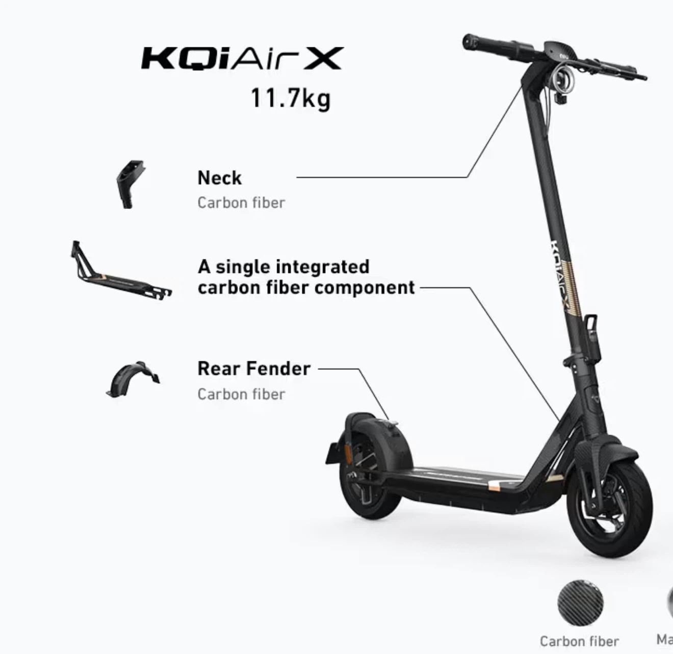Niu KQi Air X lightest carbon fiber electric scooter - photo 4
