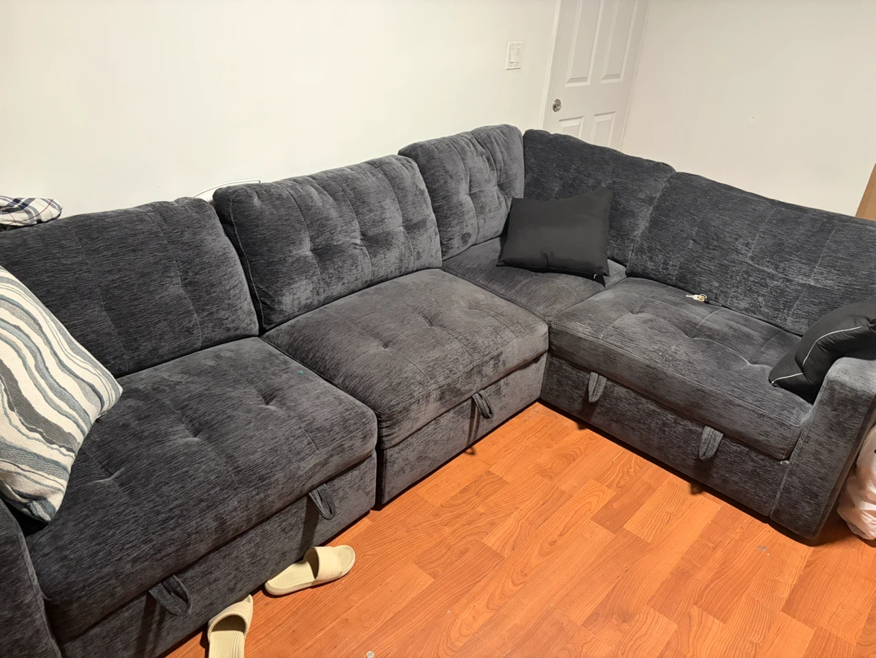 Dark Gray Sectional Sofa with Storage