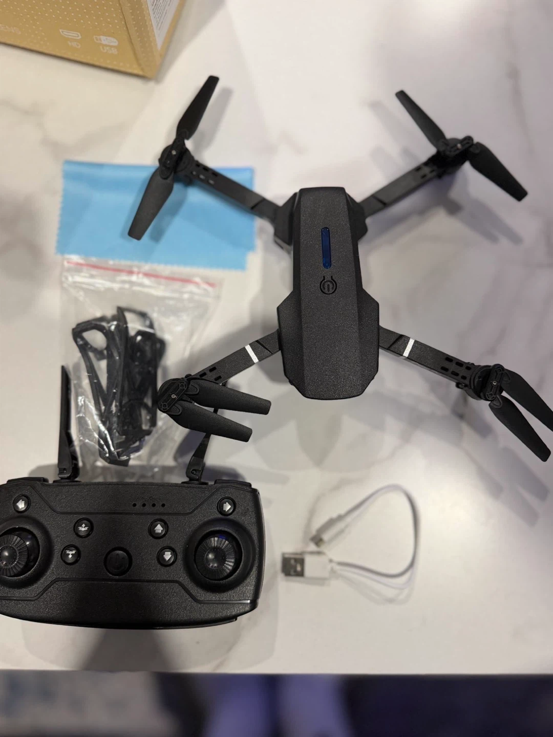 Black Foldable Drone with Remote Controller and Carrying Case - photo 2