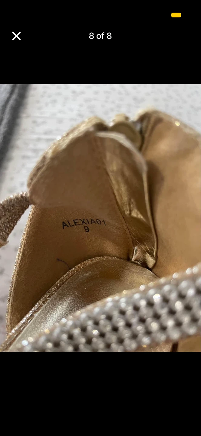 Gold Rhinestone High Heel Sandals - photo 5