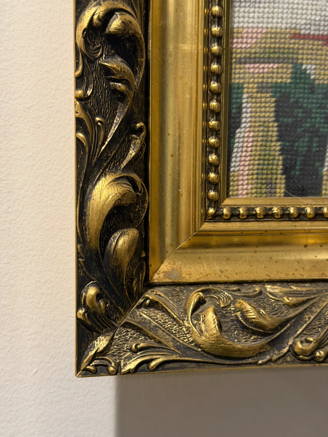 Framed Needlepoint Tapestry - Courting Scene - photo 5