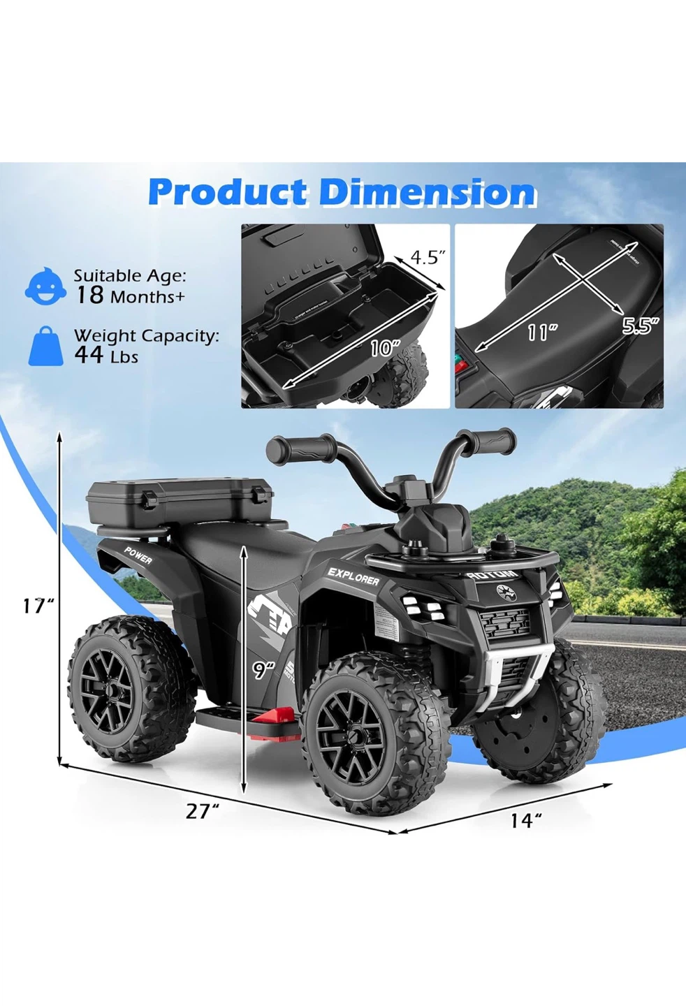 Black Explorer Ride-On ATV with Remote Control - photo 2