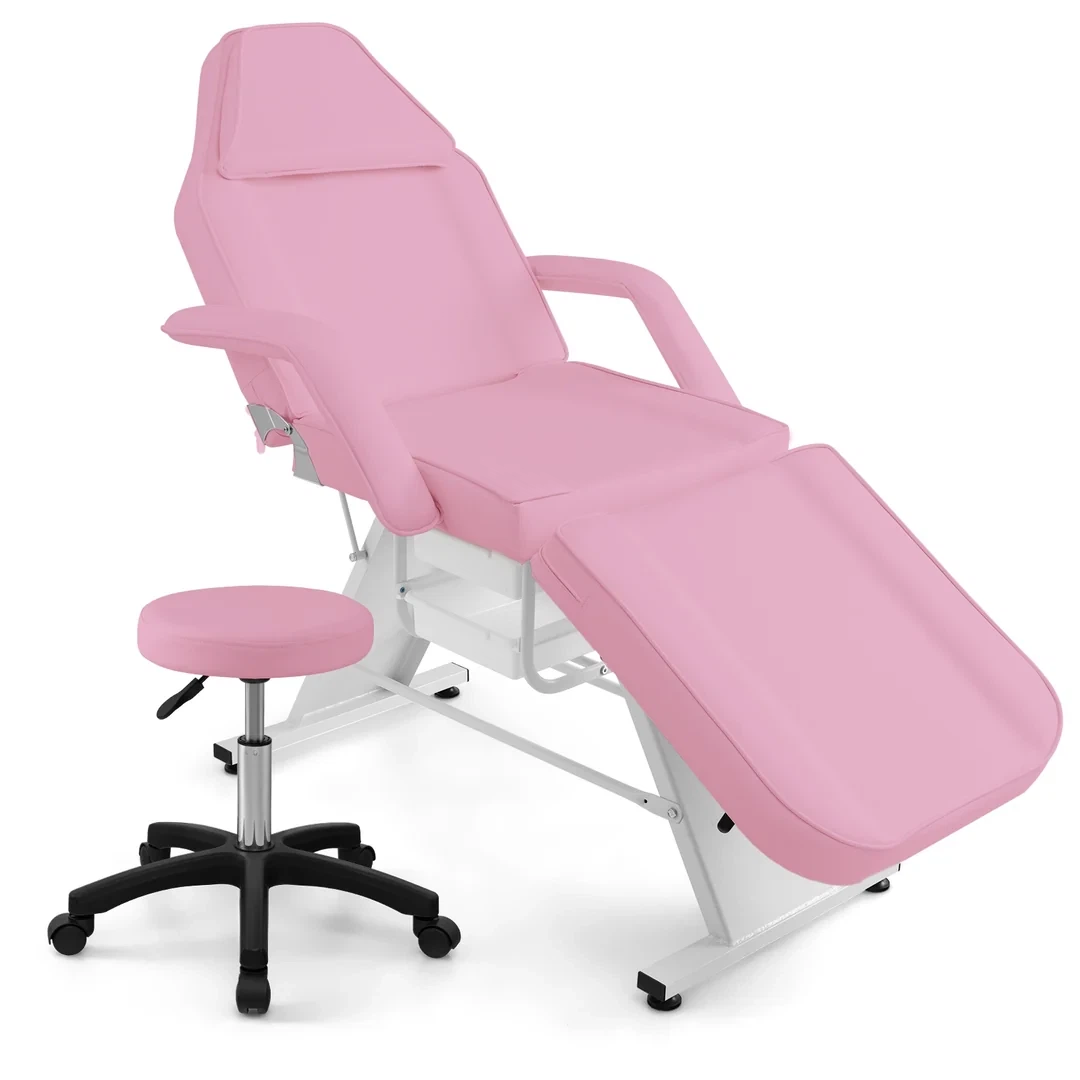 Pink Adjustable Facial Chair and Stool Set