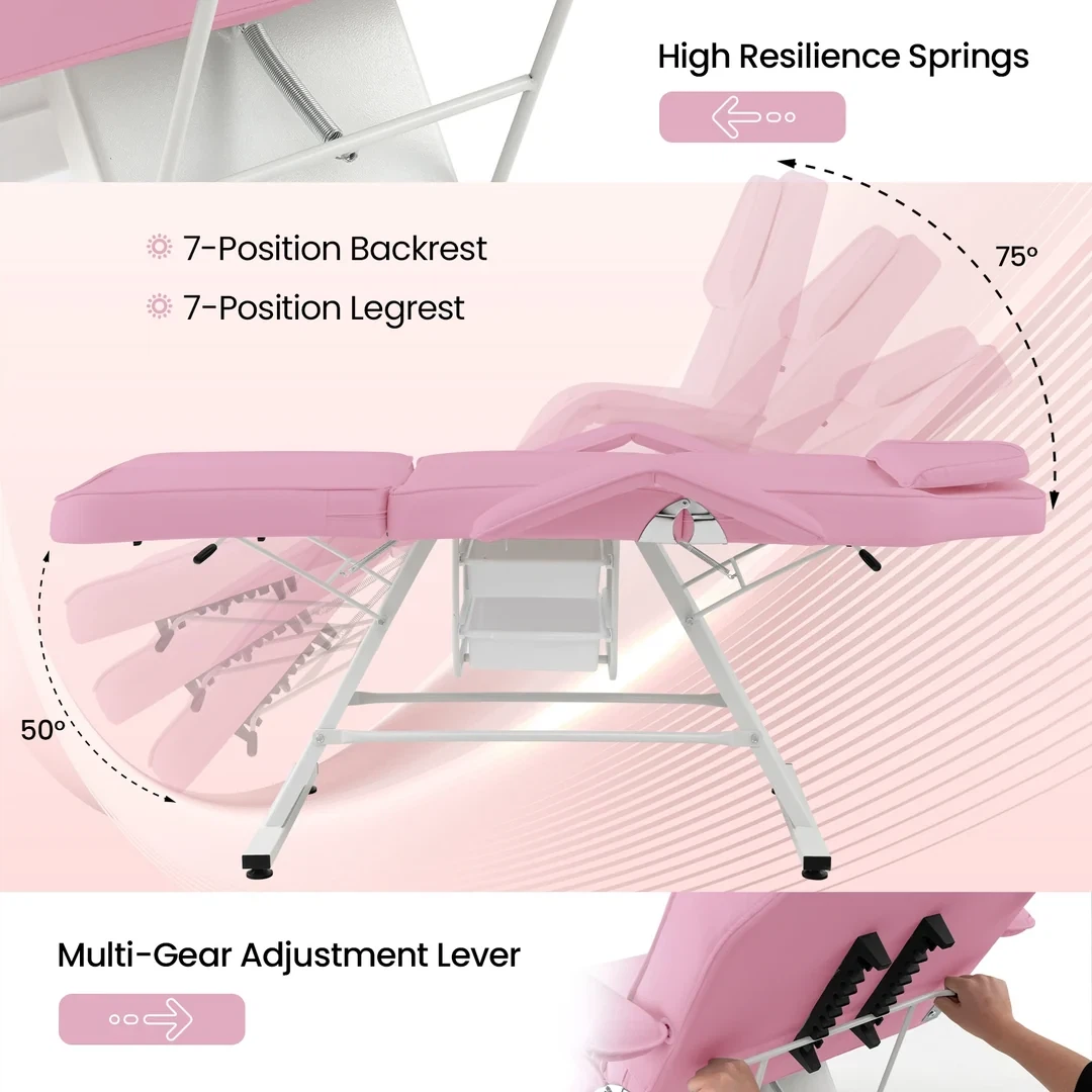 Pink Adjustable Facial Chair and Stool Set - photo 5