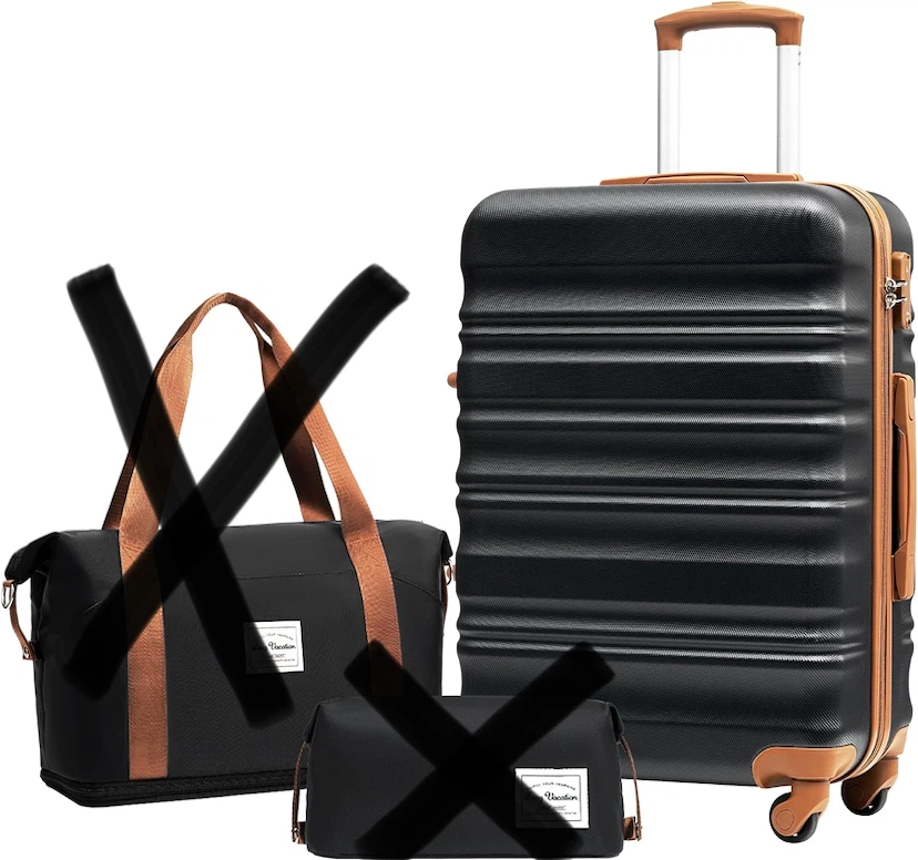 Black Carry-On Suitcase with Tan Accents