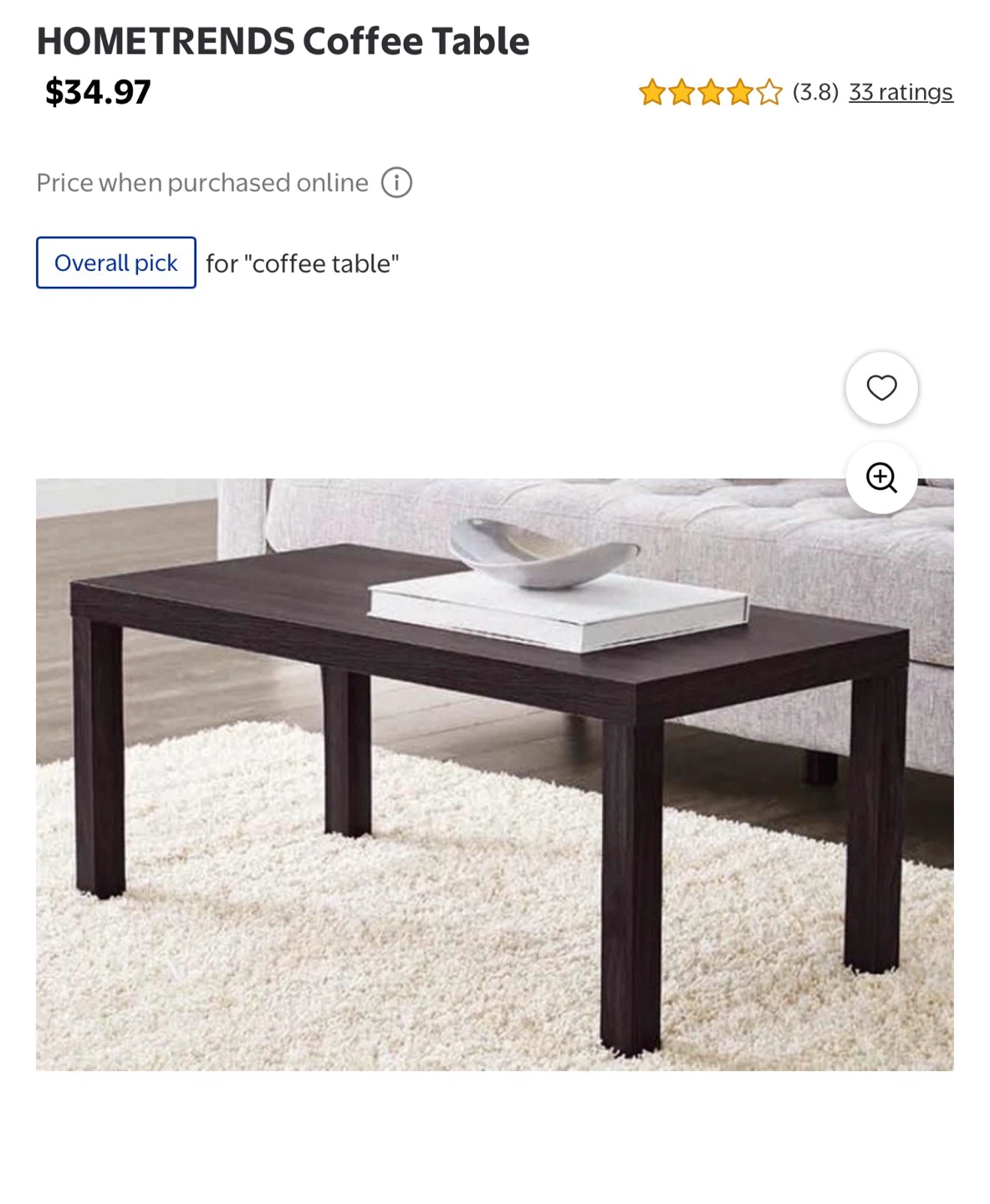 HOMETRENDS Coffee Table - Dark Brown