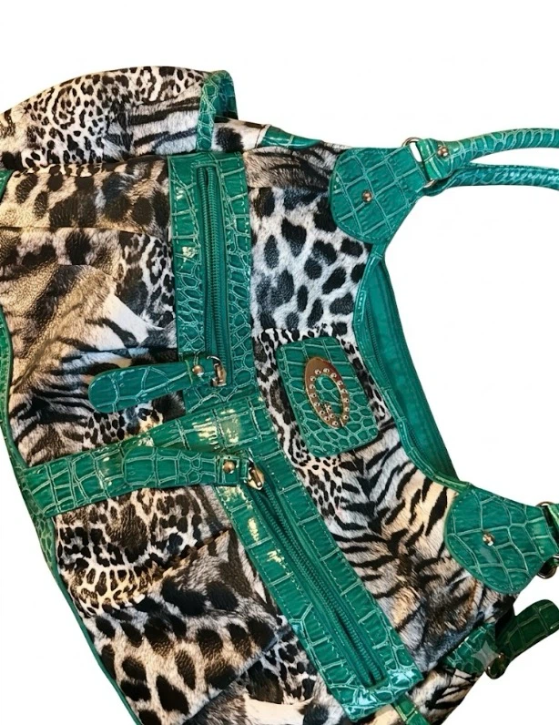Guess Hobo Handbag - Animal Print & Green