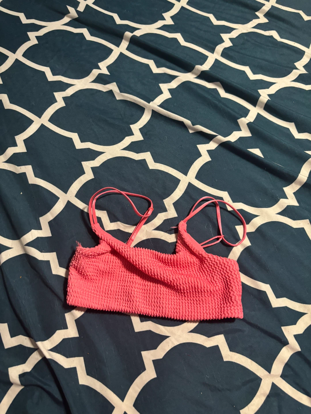 Pink Textured Bikini Top