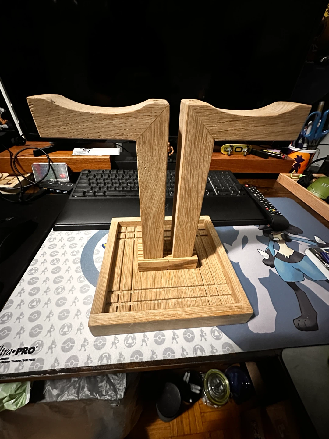 Wooden Double Gaming Headset Stand
